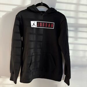 Air Jordan Boys Logo Fleece Pullover Hoodie Black Size L 12-13 YRS NWT